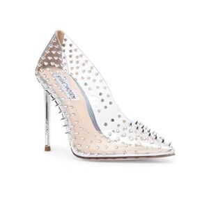 Steve Madden Testy Silver Spiked Stud Heels